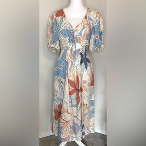 NWT Band of the Free Boho Floral Midi Dress Viscose Women Small